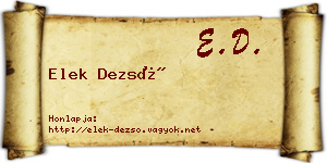 Elek Dezső névjegykártya